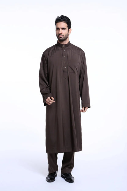 Men Jubba Thobe Muslim Two Pieces Set For Male Pakistan Dubai Saudi Abaya Prayer Islamic Clothing Worship Suit Arabic Ramadan