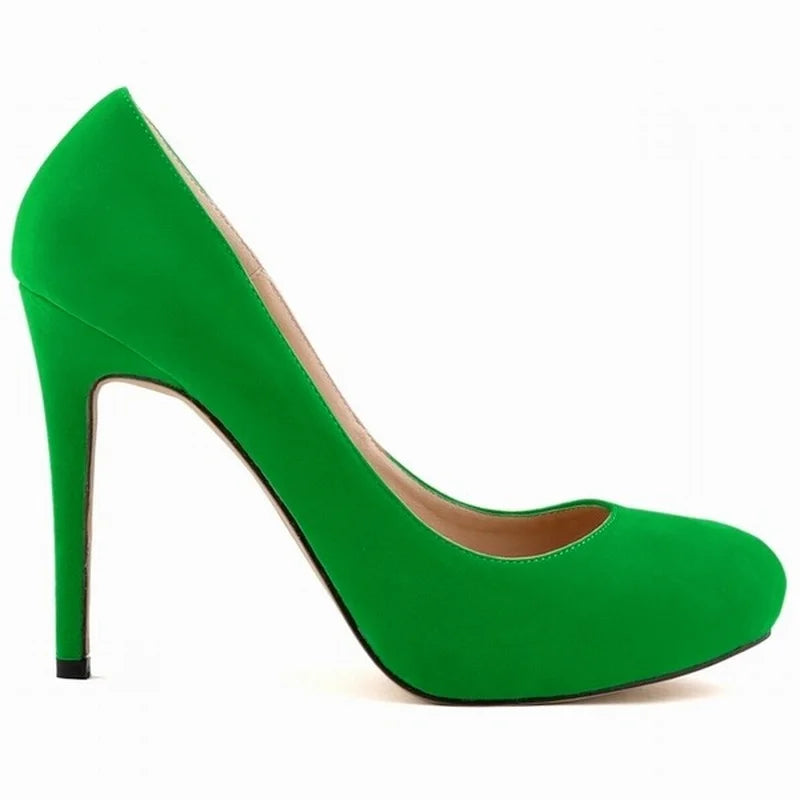 New Women Stilettos Pumps Sexy 11cm Round Toe Velvet High Heels Shallow Elegant Lady Office Party Wedding Shoes Large Size 43