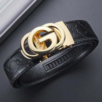 Luxury Men's Belt, Automatic Buckle Belt for Men, High Quality Genuine Leather Belt Printed Design Men's Business Belt Men