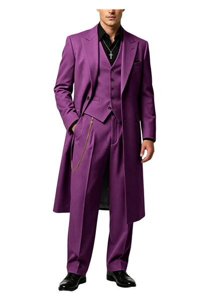 Men's Long Tailcoat 3 Piece Suit Set Blazer Vest Pants Formal Business Slim Fit Jacket Gothic Victorian Style Tuxedo for Wedding