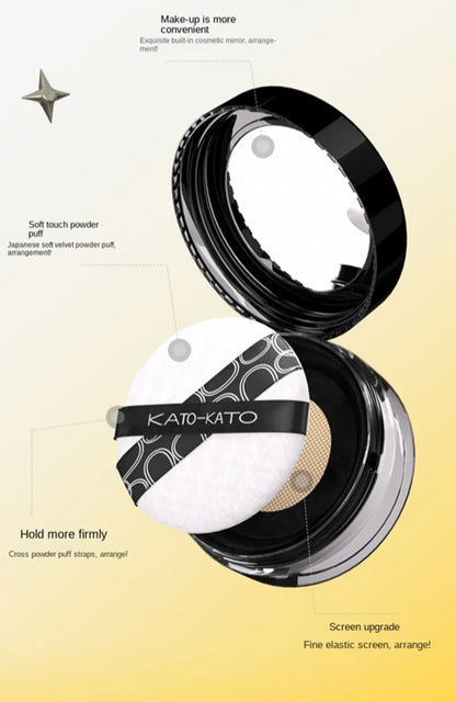 KATO Oil Control Loose Powder Soft Matte Shimmer Setting Finishing Foundation Powder Natural Long Lasting Brighten Skin
