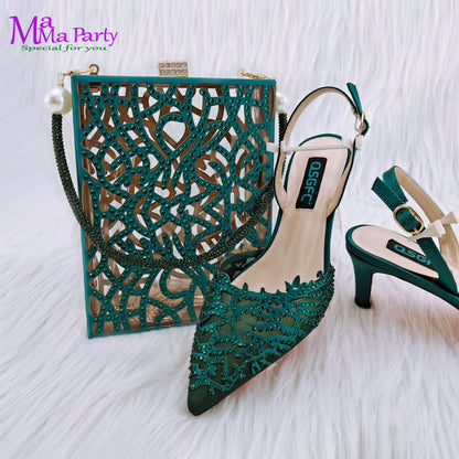 2024 Mature Style INS Hot Sale Italian Design Shoes and Bag to Match in Wine Color High Quality  Hollowing out Design for Dress