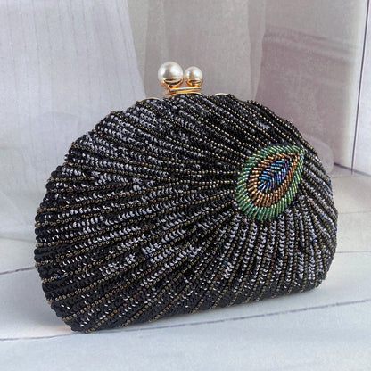Retro Chinese Style Heavy Craft Beaded Embroidery Bag Evening Wear Portable Dinner Bag Cheongsam Clutch Perfect Match