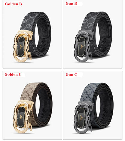 Men's Fashion Automatic Buckle Belt Business Leather Belt Versatile Casual Pants Belt