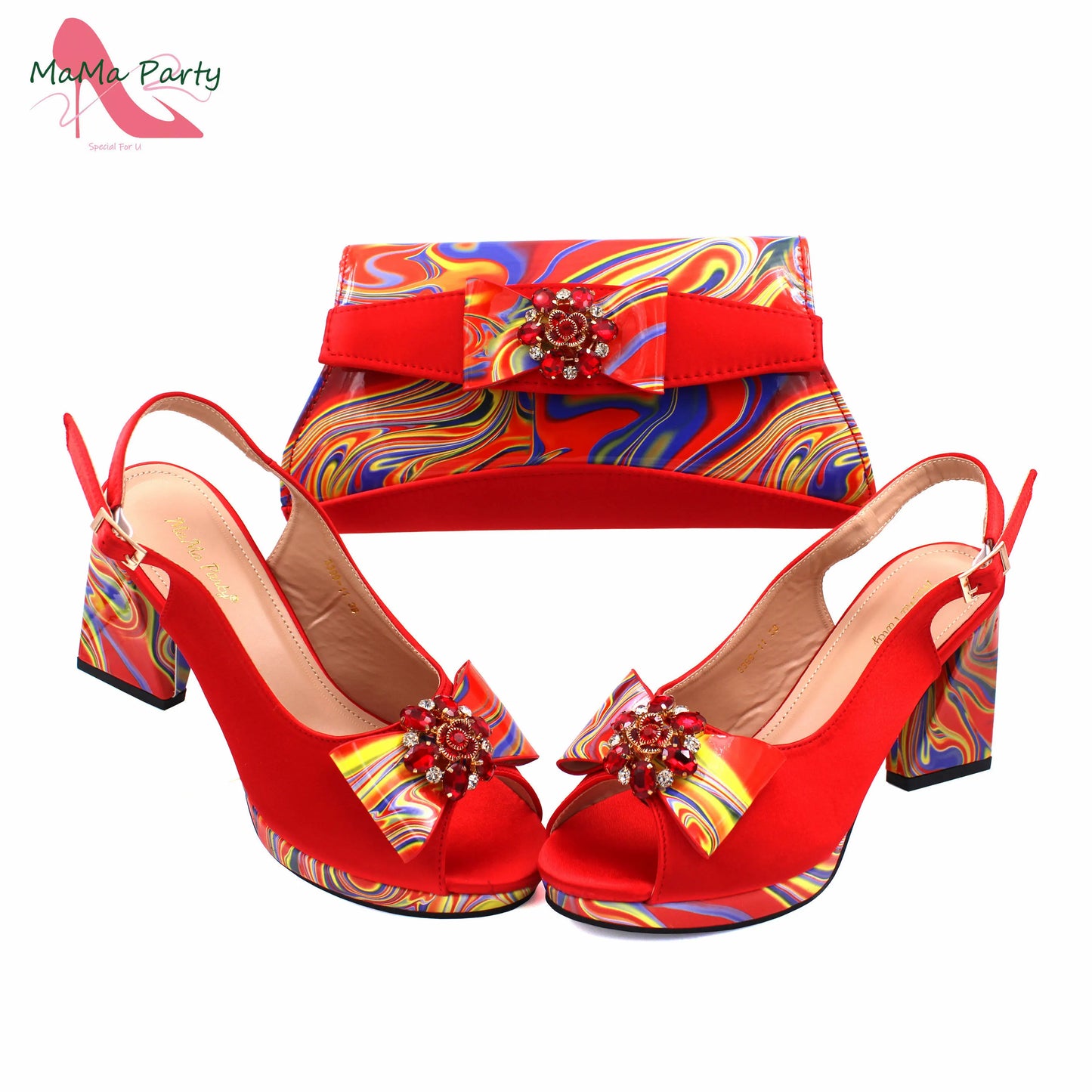 2024 INS Hot Sale New Arrivals Red Color Italian Design Shoes Matching Bag Set Super High Heels Pumps for Garden Party