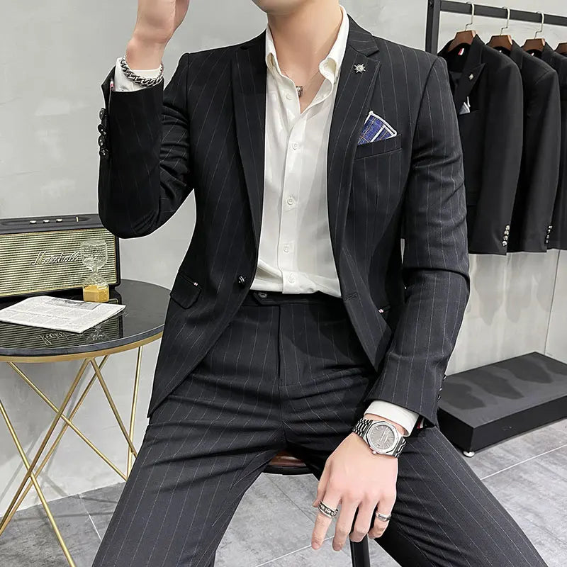 Men's High-Quality Two-Piece Wedding Suit Business Casual Banquet Costume Luxury Ensemble with Trousers