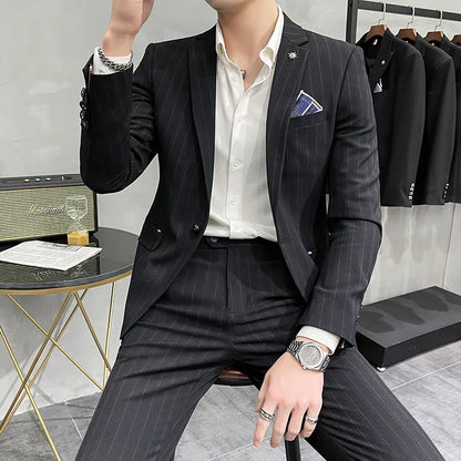 Men's High-Quality Two-Piece Wedding Suit Business Casual Banquet Costume Luxury Ensemble with Trousers