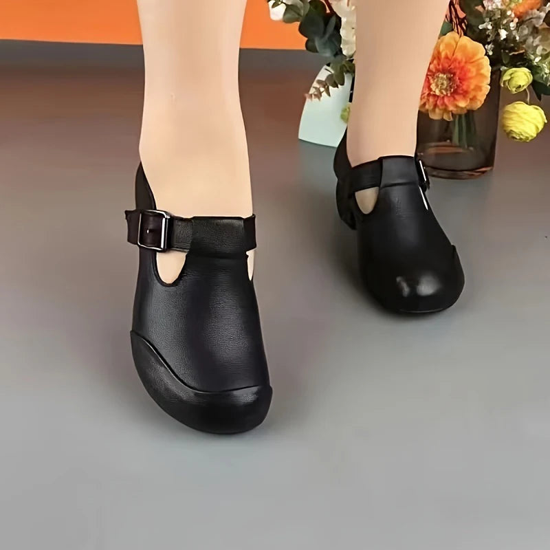 2026 leisure thick-heeled single shoes for women with comfortable anti-skid soft sole for spring and autumn new versatile women'