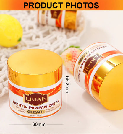 LKIAE Arbutin Pawpaw Face Cream For Women, Black Spots & Acne Correcting, Lightening Skin, Easily Absorbed, Lightweight, 80ml