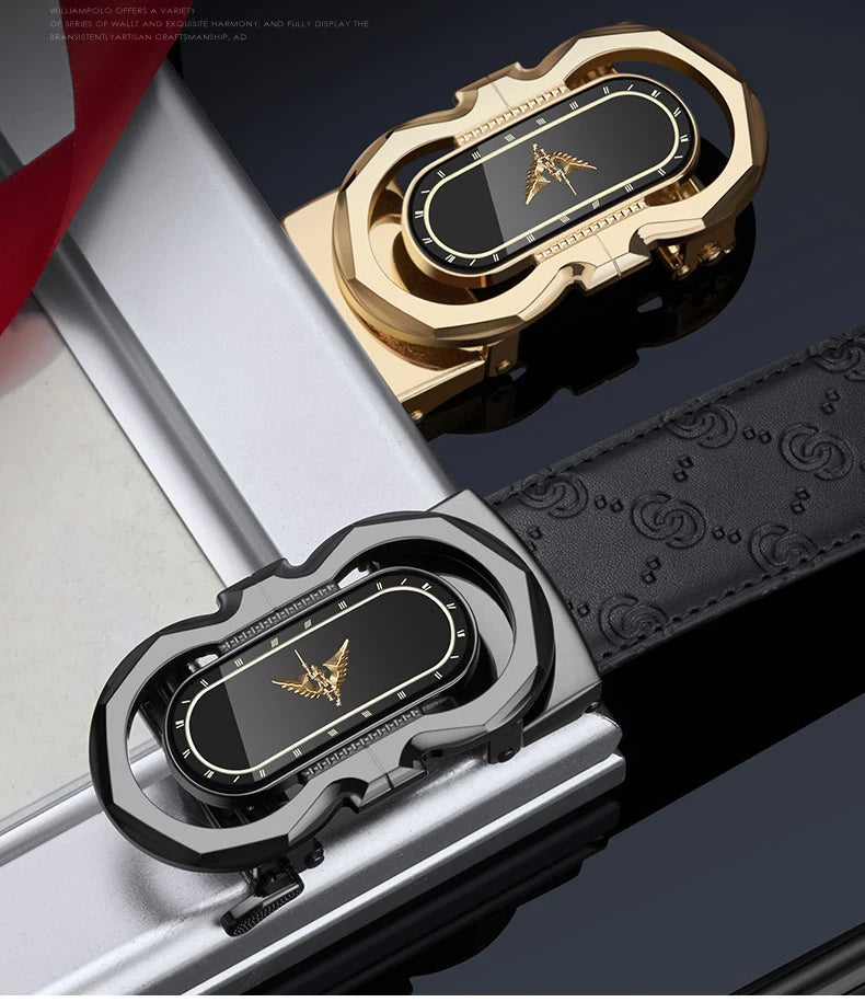 Men's Fashion Automatic Buckle Belt Business Leather Belt Versatile Casual Pants Belt