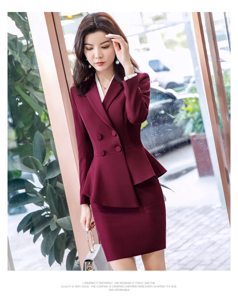 2023 Spring Summer Formal Ladies Double Breaste Blazer And Pants Suits Office Uniform 2XL Size Pants Jacket Business Work Wear