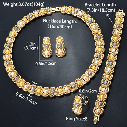 Luxury Quality Jewelry Set For Women Pearl Necklace Bracelet Ring Earring 2024 Trend Wedding Party Jewelry Set Mother's Day Gift