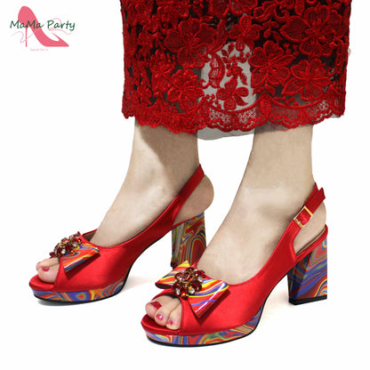 2024 INS Hot Sale New Arrivals Red Color Italian Design Shoes Matching Bag Set Super High Heels Pumps for Garden Party