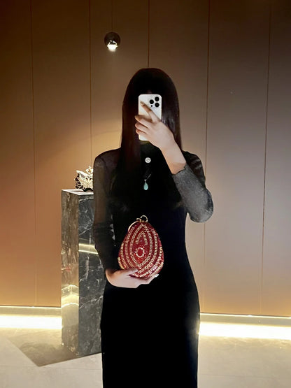 New high-end rhinestone handbag bag fashionable personalized dinner handbag light luxury messenger bag heavy industry handbag