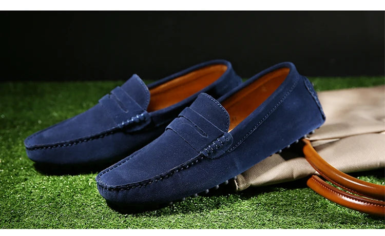 Men's Casual Fashion Genuine Leather Loafers Moccasins Slip-On Driving Shoes 38-50 Size Range Male Flats Comfort Footwear