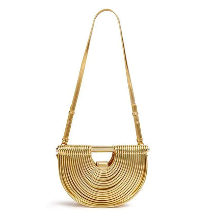 Handbags for Women 2026 New Gold Luxury Designer Brand Moon Handwoven Noodle Bags Leather Pulled Hobo Silver Evening Clutch Chic