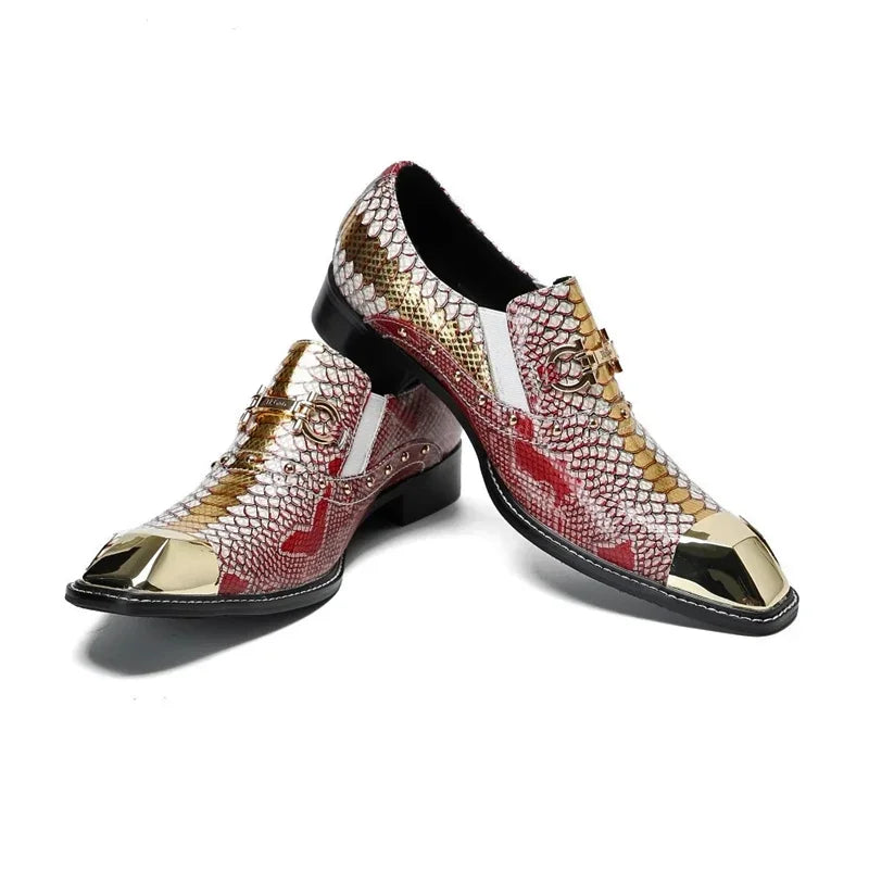 luxury mens shoes designer like snake pattern Dress shoes man Gentleman Slip On Oxfords genuine leather shoes for men Fashion