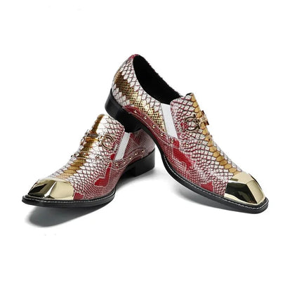 luxury mens shoes designer like snake pattern Dress shoes man Gentleman Slip On Oxfords genuine leather shoes for men Fashion