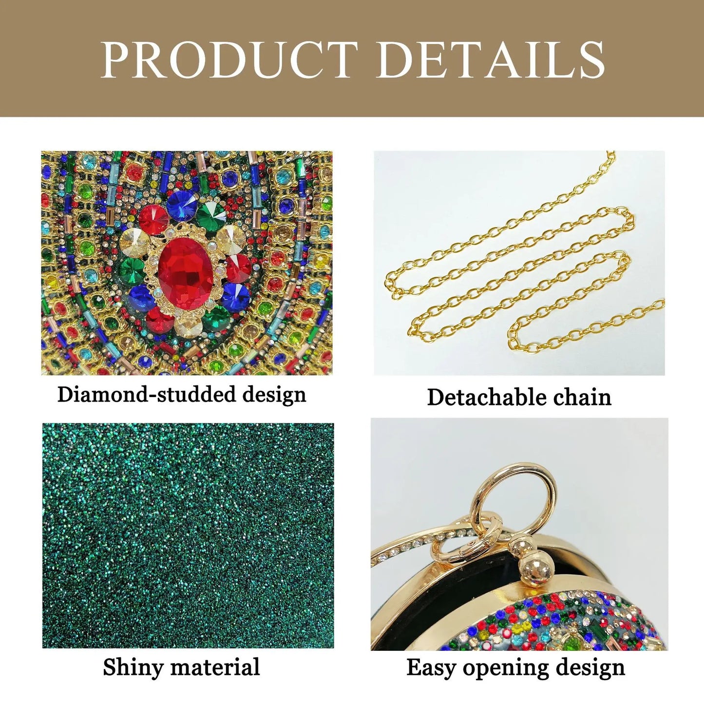 New high-end rhinestone handbag bag fashionable personalized dinner handbag light luxury messenger bag heavy industry handbag