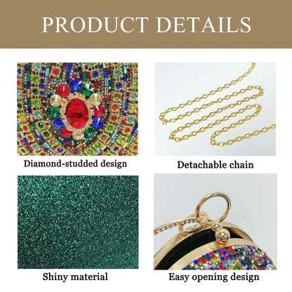 New high-end rhinestone handbag bag fashionable personalized dinner handbag light luxury messenger bag heavy industry handbag