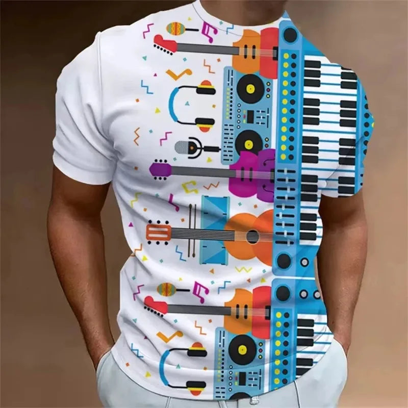 Retro Men'S T-Shirt 3d Printed Clothing Daily Casual Short Sleeve Designer Tees Top Round Neck Loose Oversized Shirt Punk Style