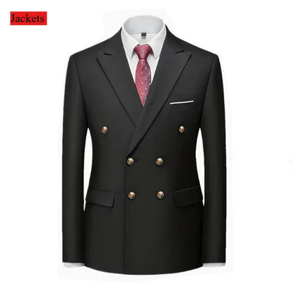 Double-breasted suit for formal occasions, gold buttons, men's outfit for weddings, dinners and parties