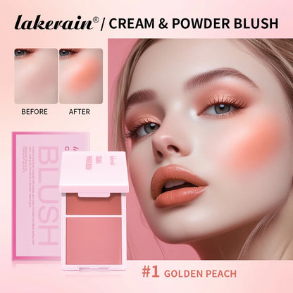 Lakerain Blush Cream Long Lasting High Pigmented Natural Pink Smooth Texture 2 IN 1 Cream & Powder Blusher Korean Makeup
