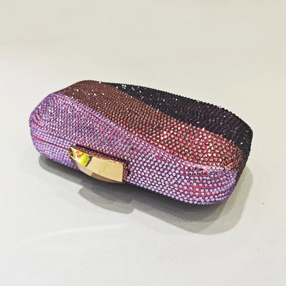 Women Blue/Pink/Green/GOLD Crystal Clutch Evening Bags Metal Hollow Box Minaudiere Handbag Bridal Purse Wedding Party Clutches
