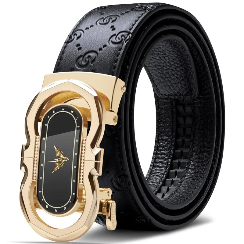 Men's Fashion Automatic Buckle Belt Business Leather Belt Versatile Casual Pants Belt