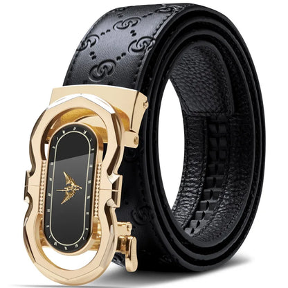 Men's Fashion Automatic Buckle Belt Business Leather Belt Versatile Casual Pants Belt