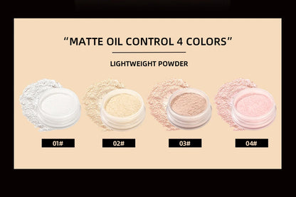 QIBEST 4 Colors Loose Powder Waterproof Oil-Control Matte Finish Compact Setting Powder Long-Lasting Invisible Pores Face Makeup