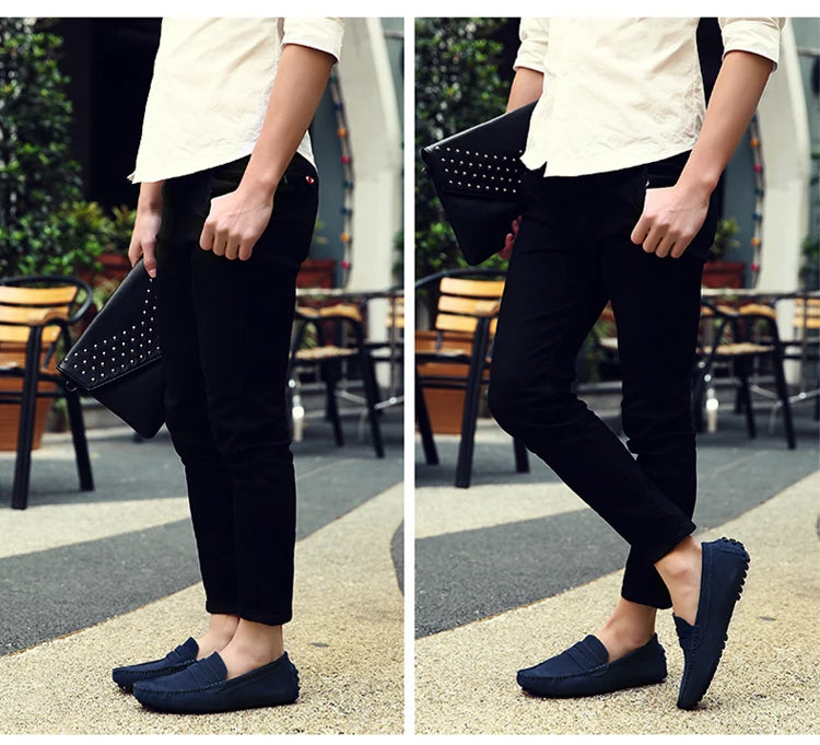 Men's Casual Fashion Genuine Leather Loafers Moccasins Slip-On Driving Shoes 38-50 Size Range Male Flats Comfort Footwear