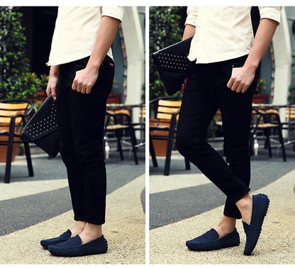 Men's Casual Fashion Genuine Leather Loafers Moccasins Slip-On Driving Shoes 38-50 Size Range Male Flats Comfort Footwear