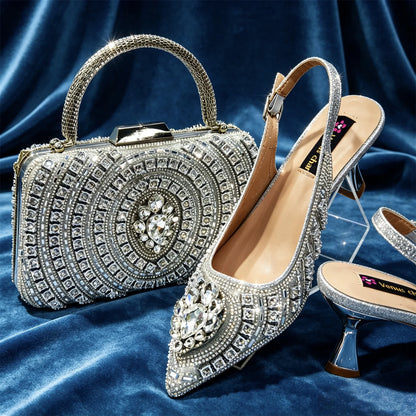 Venus Chan 2026 Italian Butterfly Design Pointed Toe Slingback Sandals with Matching Bag Set - Elegant Sky Blue for Weddings