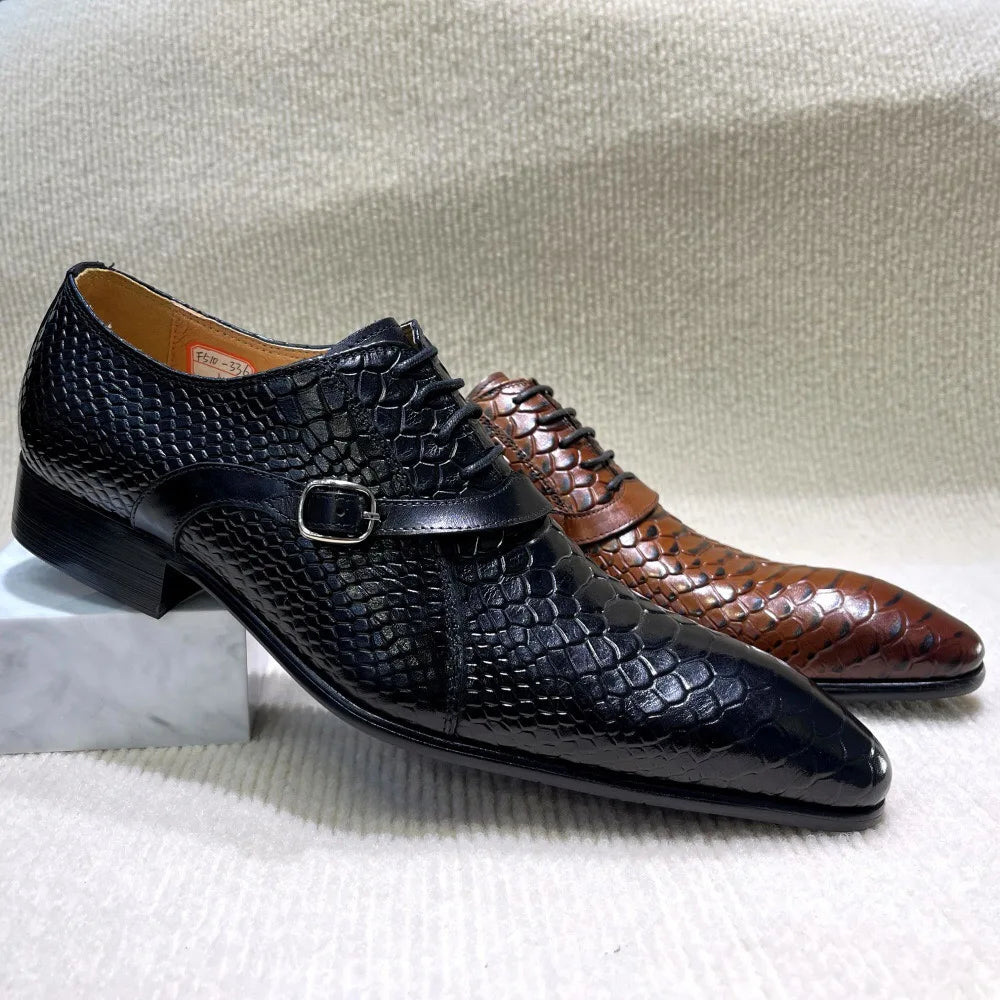 Mens Business Leather Dress Shoes Formal Oxford Lace-Up Comfortable Non-Slip Rubber Sole Office Casual Breathable EU/US Sizes UK