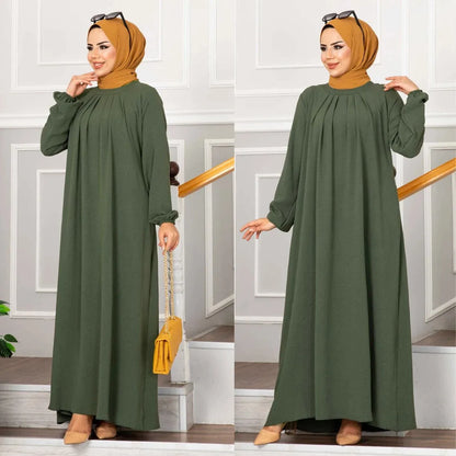 Evening Dress Women Abaya Hijab Femeles Y2K Ruched Muslim Dress Turkish Robe Kaftan Islamic Clothes Ball Gown Jalabiya for Women