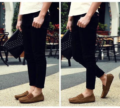 Men's Casual Fashion Genuine Leather Loafers Moccasins Slip-On Driving Shoes 38-50 Size Range Male Flats Comfort Footwear