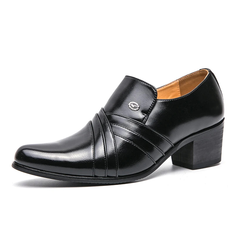 Men Formal Oxford Shoes Casual Business Office Party Loafers Men's High Heels Shoes Classic Men Shoes PU Leather Dress Shoes
