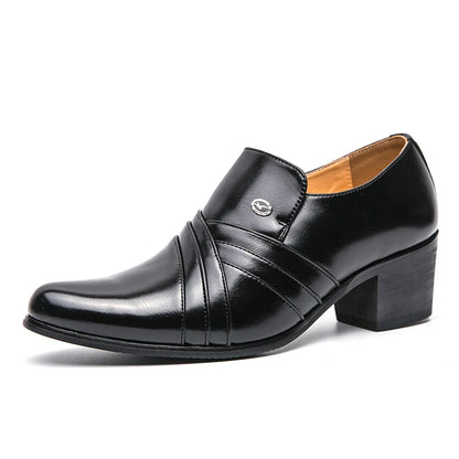 Men Formal Oxford Shoes Casual Business Office Party Loafers Men's High Heels Shoes Classic Men Shoes PU Leather Dress Shoes