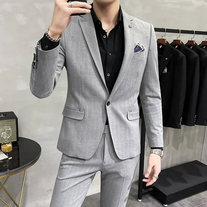 Men's High-Quality Two-Piece Wedding Suit Business Casual Banquet Costume Luxury Ensemble with Trousers