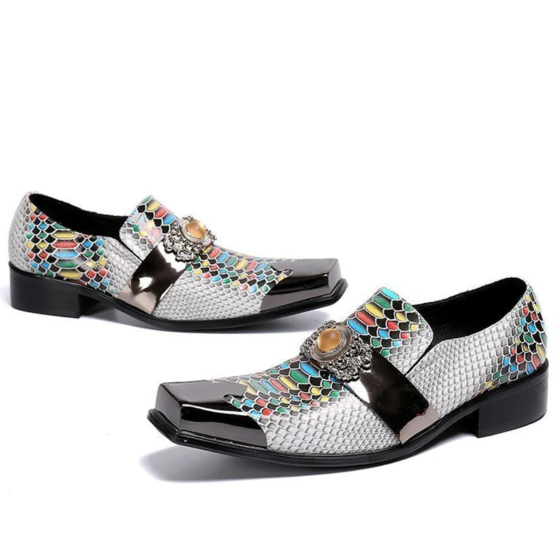 luxury mens shoes designer like snake pattern Dress shoes man Gentleman Slip On Oxfords genuine leather shoes for men Fashion