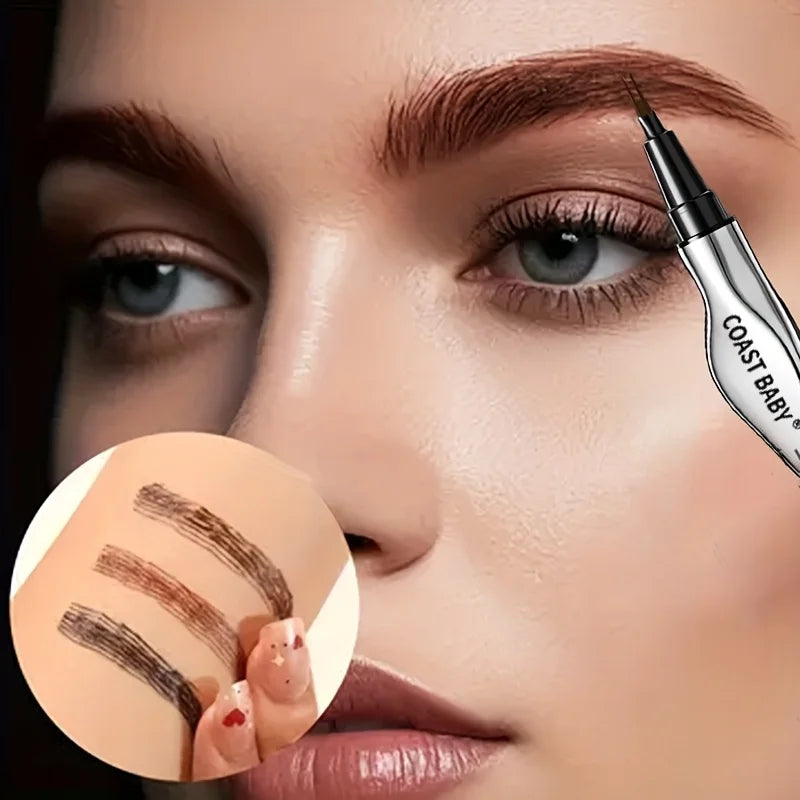 Beginner Friendly 2 Forks Tip Eyebrow Pen COAST BABY Waterproof Long Lasting Natural Smudge Proof Brow Pen