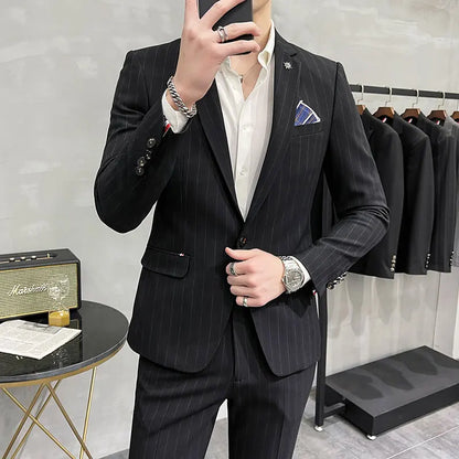 Men's High-Quality Two-Piece Wedding Suit Business Casual Banquet Costume Luxury Ensemble with Trousers