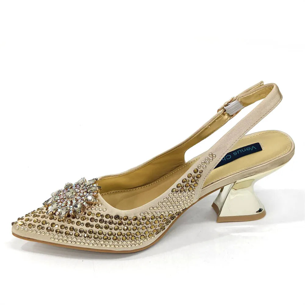 Italian Design Evening Shoes And Bag Paired With Handmade Petal Clutches Pointed Toe High-Heel Shoes For Women Party Shoes