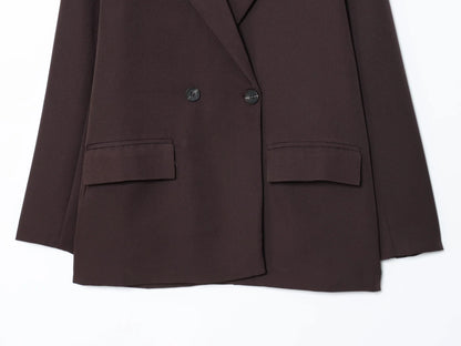 KONDALA Elegant Double Breasted Suit Women Trendy Commute Lapel Blazer Coat 2026 Spring Summer Minimalist Office Lady Blazer