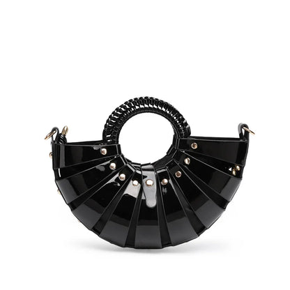 New Women's Fashionable Ring Design Crossbody Bag Hollowed Out Inner Bag Shell Bag Vegetable Basket Handbag Retro Woven Handbag