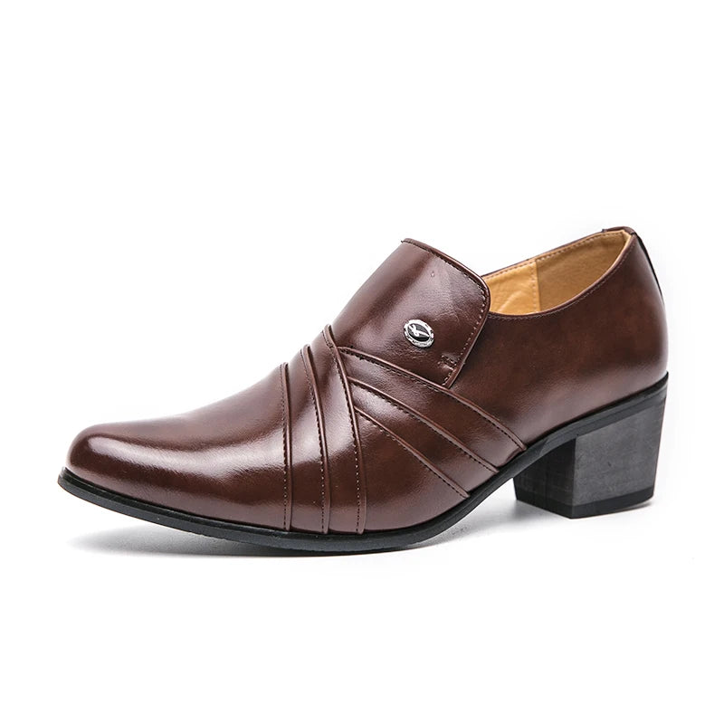 Men Formal Oxford Shoes Casual Business Office Party Loafers Men's High Heels Shoes Classic Men Shoes PU Leather Dress Shoes