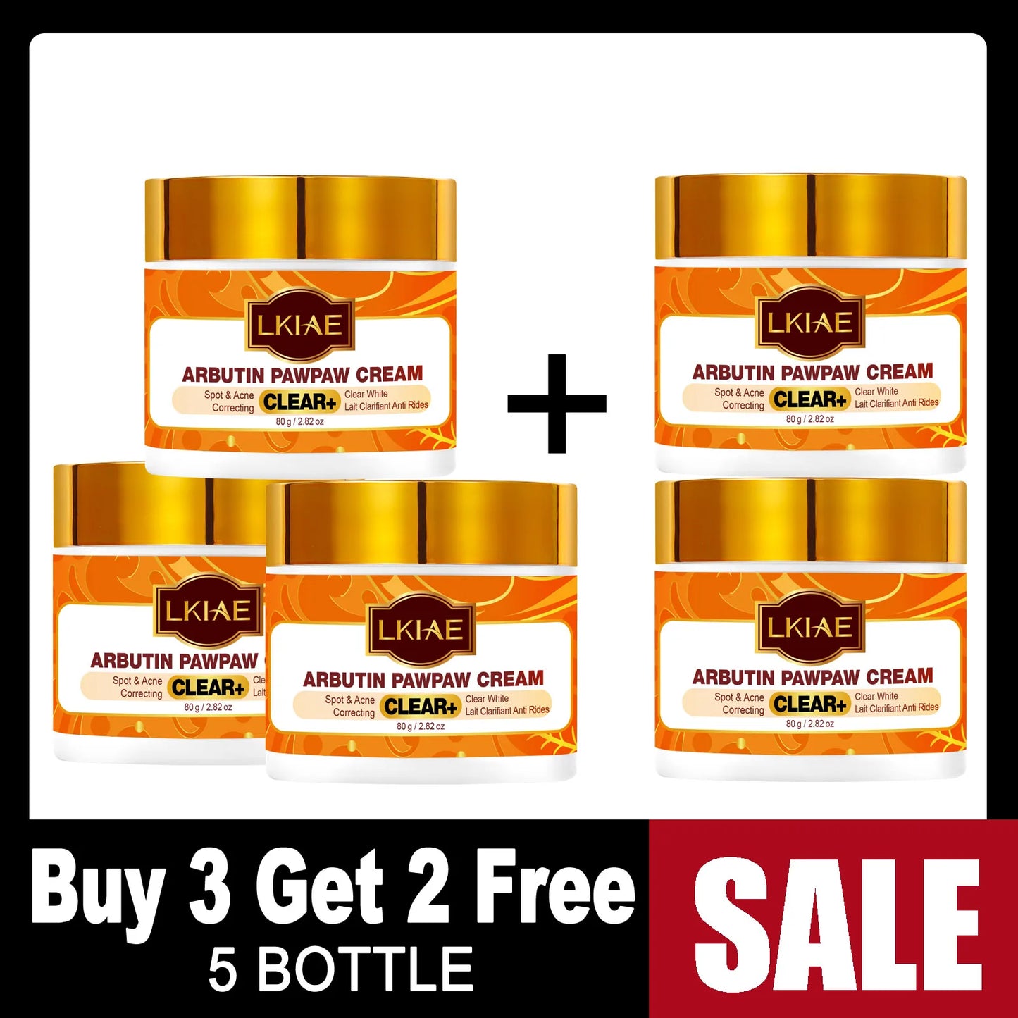 LKIAE Arbutin Pawpaw Face Cream For Women, Black Spots & Acne Correcting, Lightening Skin, Easily Absorbed, Lightweight, 80ml