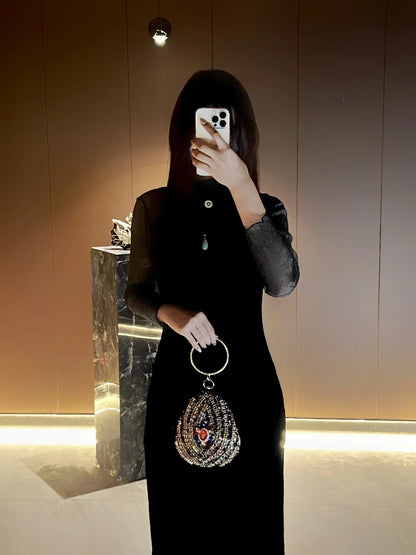 New high-end rhinestone handbag bag fashionable personalized dinner handbag light luxury messenger bag heavy industry handbag