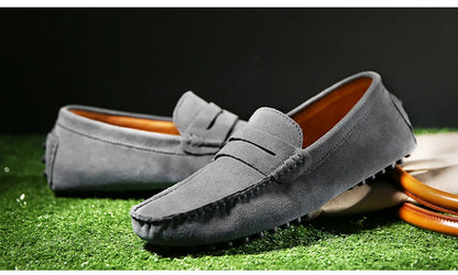 Men's Casual Fashion Genuine Leather Loafers Moccasins Slip-On Driving Shoes 38-50 Size Range Male Flats Comfort Footwear